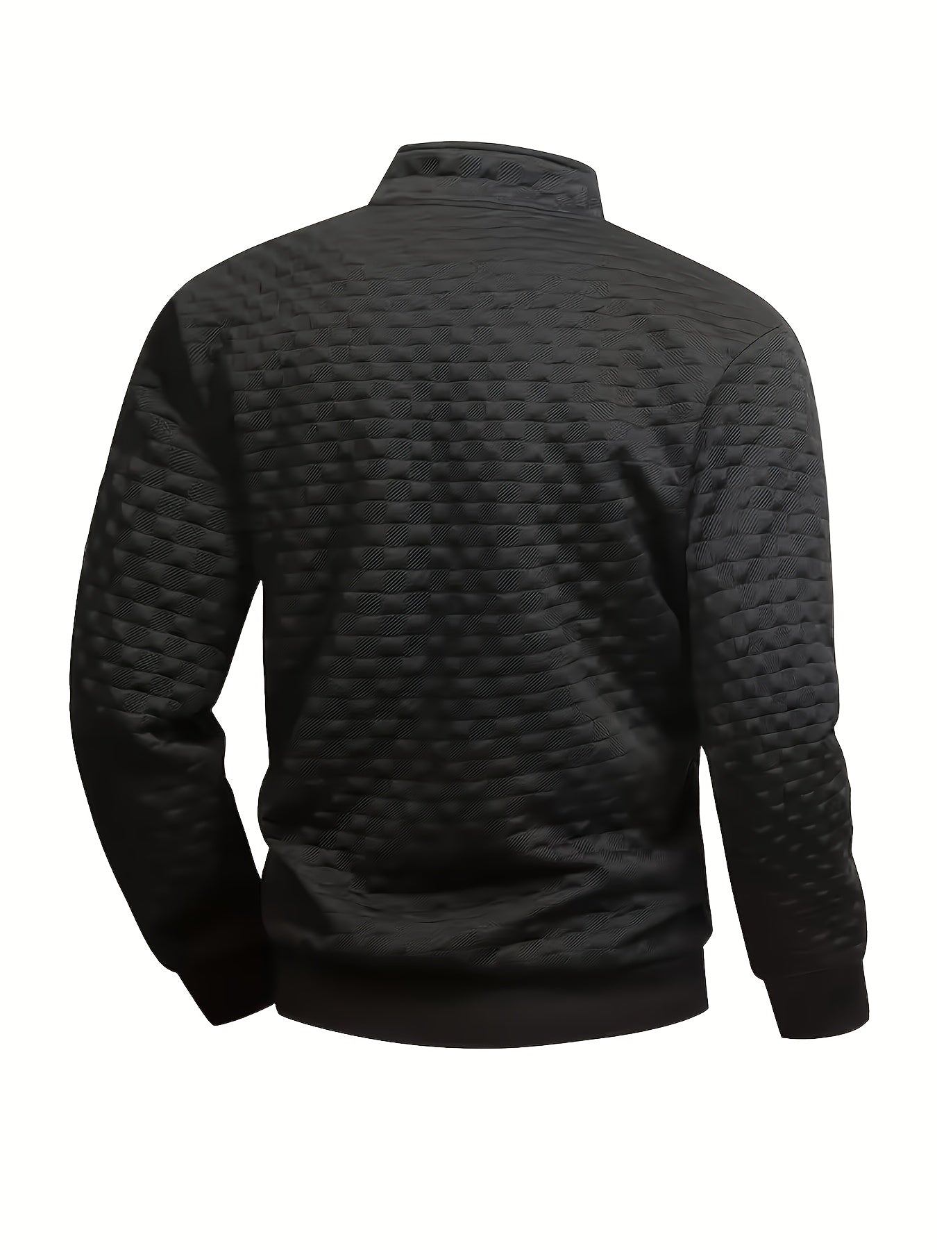 Pull homme matelassé motif géométrique avec col montant zippé et patch manche