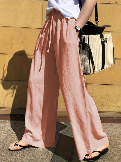 Pantalon large femme style décontracté chic avec taille à cordon – Idéal pour le printemps et l'été