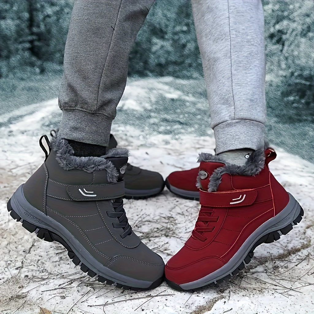 Chaussures montantes fourrées hiver avec semelle antidérapante et fermeture auto-agrippante