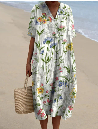 Langes, lässiges Damenkleid im Boho-Stil, ideal für Strand und Sommer