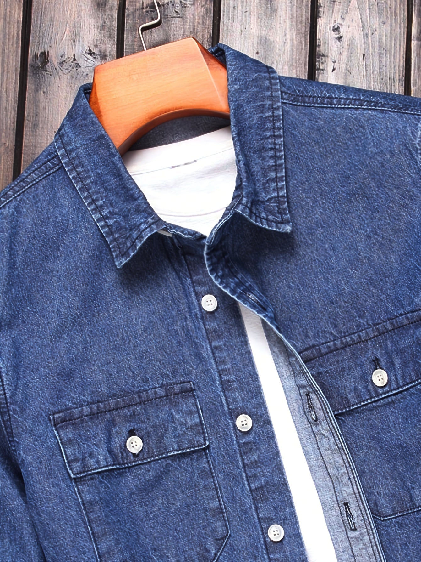 Chemise casual homme à manches longues style denim – Idéale pour le week-end et la mi-saison