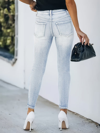 Jean skinny taille haute femme style street élégant pour toutes saisons