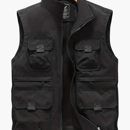 Gilet utilitaire sans manches pour homme style décontracté outdoor à poches multiples