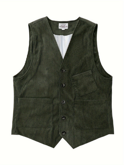 Gilet Homme Élégant Style Vintage Décontracté pour Travail et Loisirs
