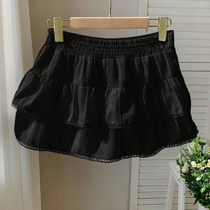 Bohemian-style ruffled mini skirt for women - Elegant and summery
