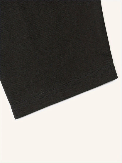 T-shirt Homme Manches Longues Uni Col Rond Ample Noir ou Blanc