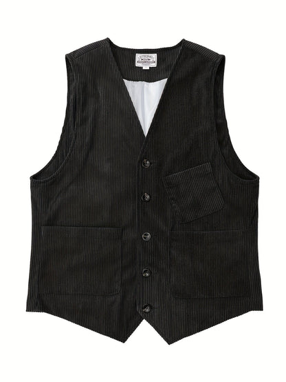 Gilet Homme Élégant Style Vintage Décontracté pour Travail et Loisirs