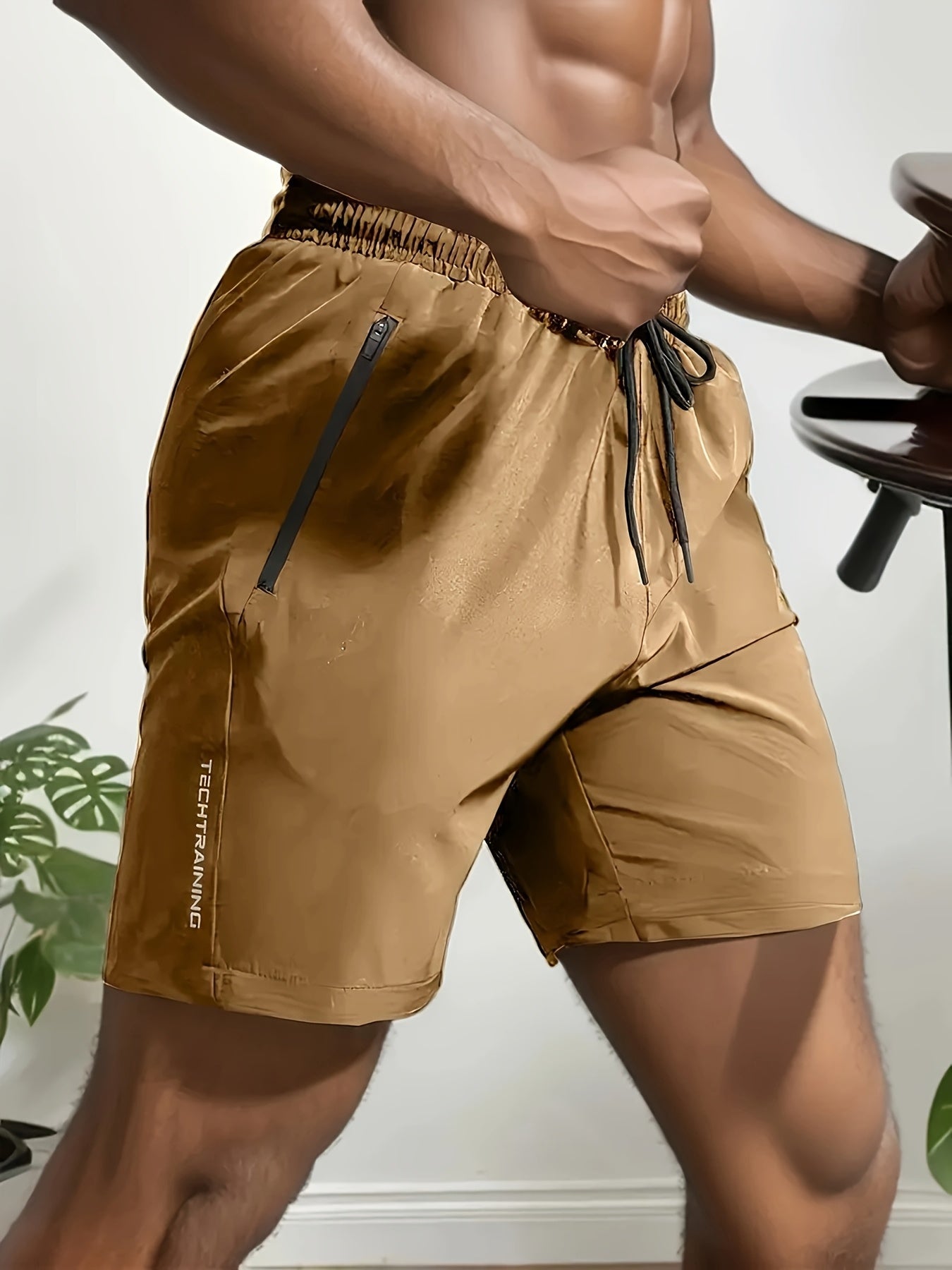 Short de sport pour homme style fitness avec poches zippées - Idéal entraînement et gym