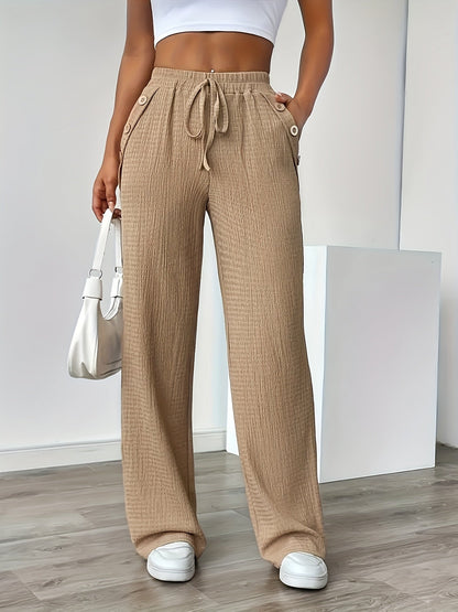 Pantalon décontracté droit taille haute pour femme - Style urbain chic et confortable