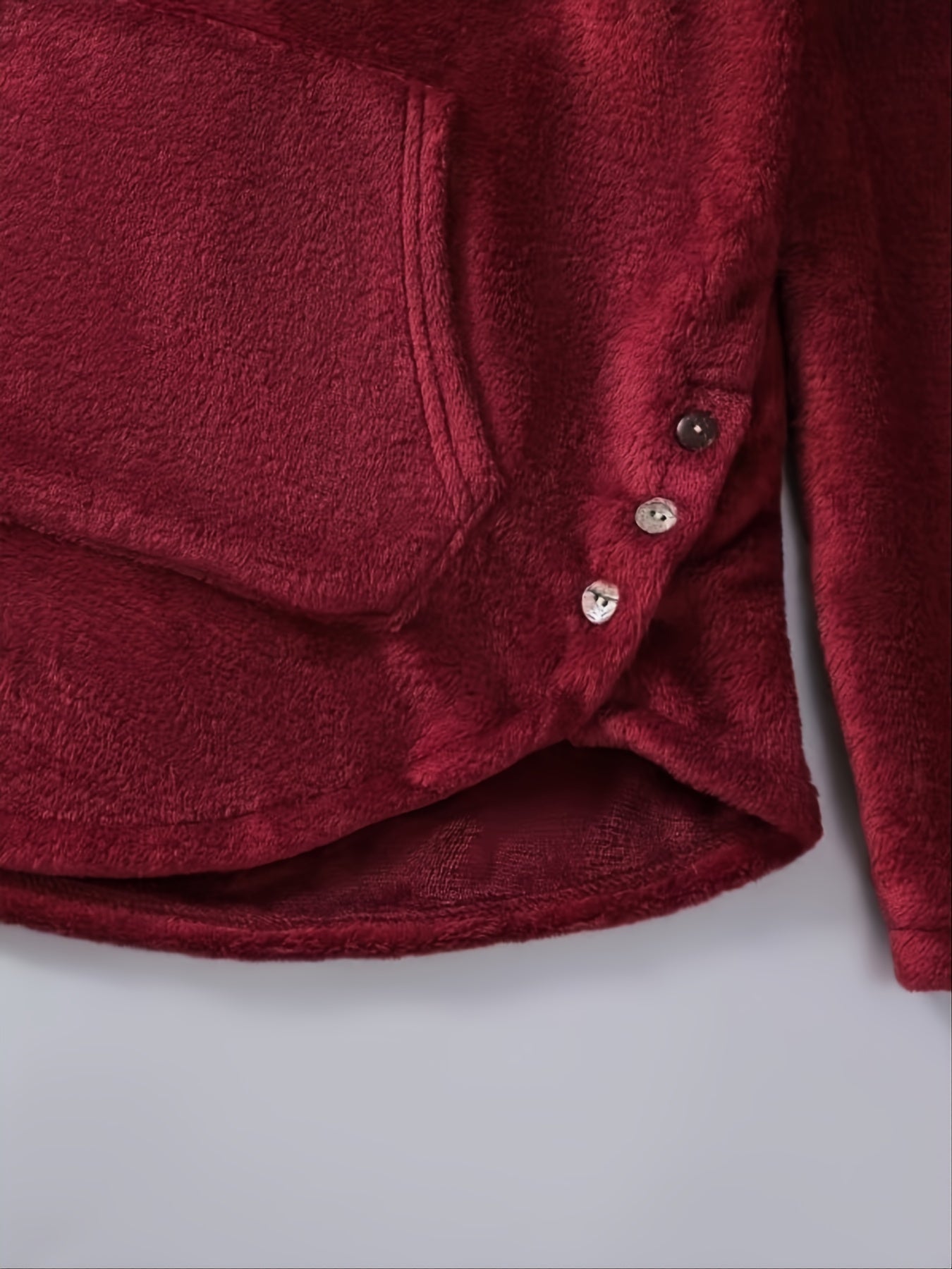 Pull à Capuche Teddy Femme Motif Chat "Fluff You" Rouge Bordeaux avec Oreilles