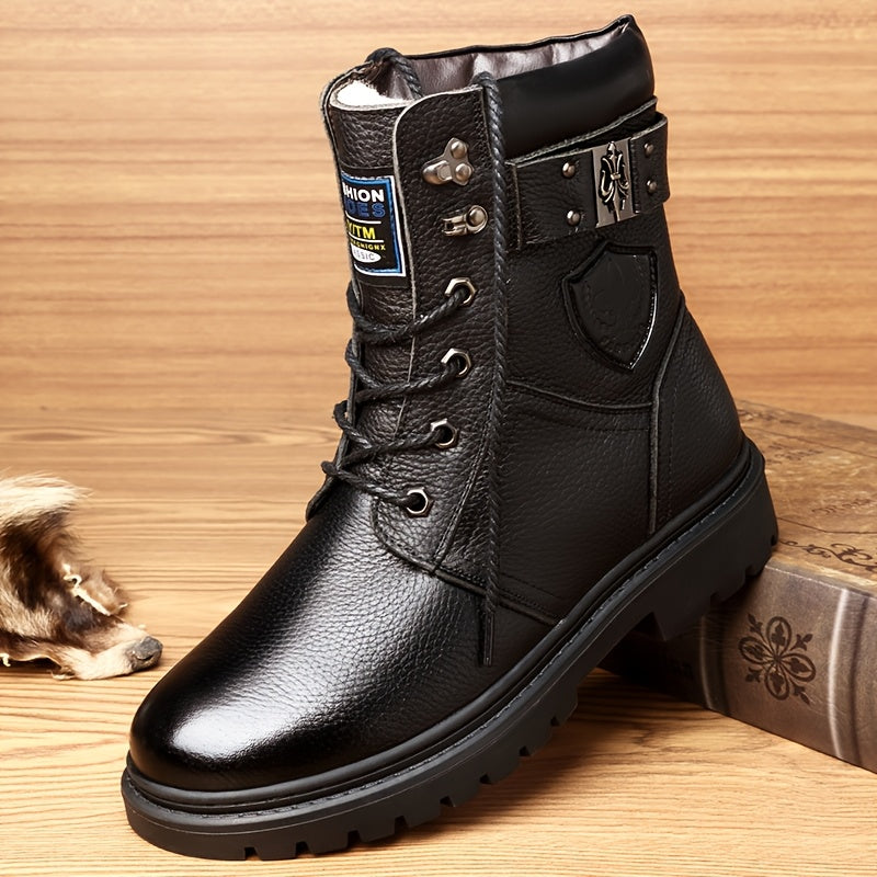 Bottes montantes homme noires à lacets semelle crantée
