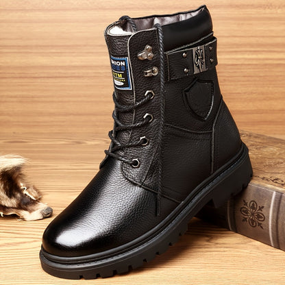 Bottes montantes homme noires à lacets semelle crantée