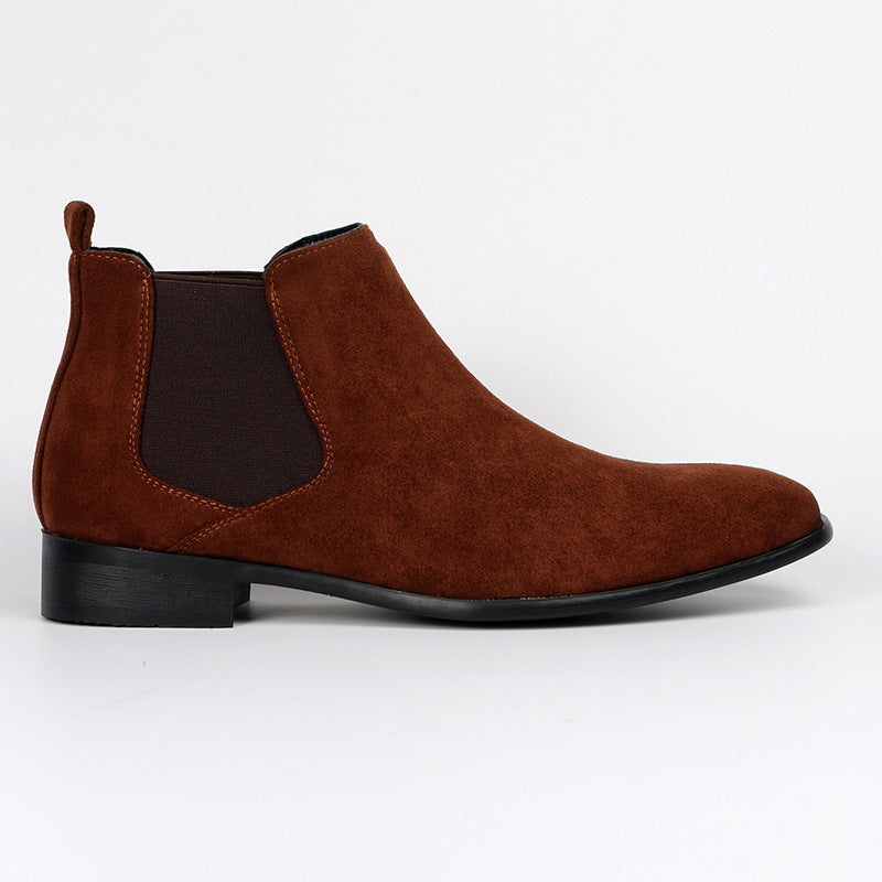 Bottes Chelsea pour homme en tissu aspect daim noir à bout pointu
