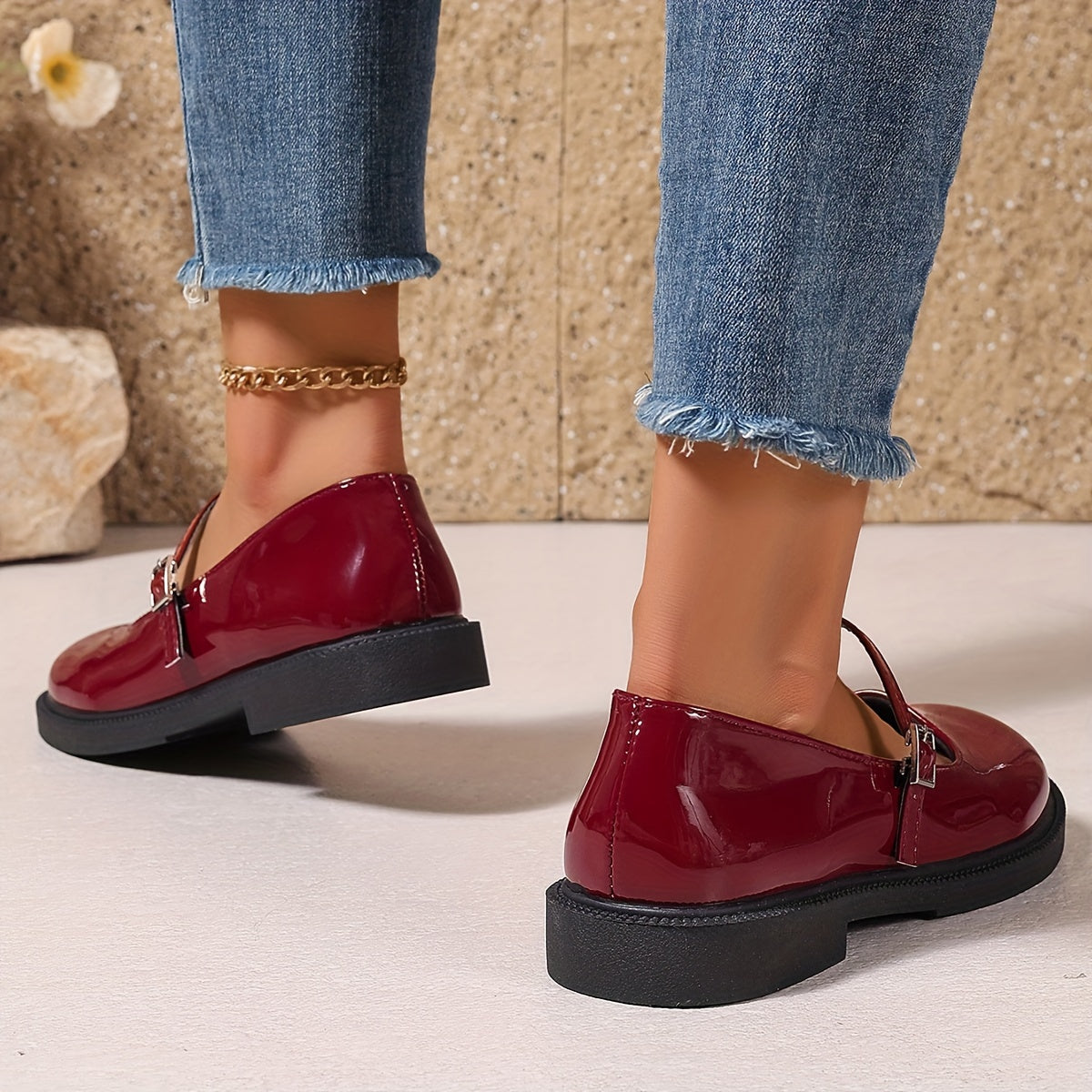 Damskie buty Mary Jane w stylu preppy z paskiem, idealne na co dzień i na czas wolny