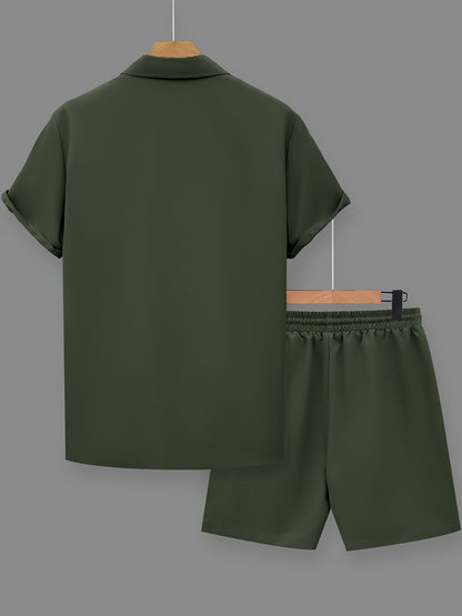 Ensemble casual d'été pour homme avec chemise à boutons et short, style urbain citation motivationnelle