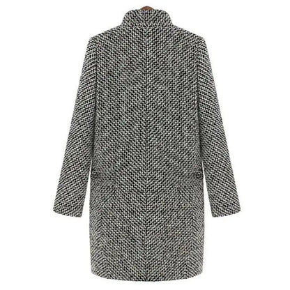 Długi damski płaszcz w elegancko-casualowym stylu na zimę i jesień