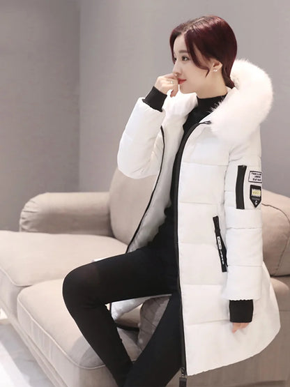 Long hooded puffer coat for women, warm and trendy urban style