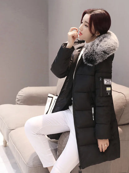 Long hooded puffer coat for women, warm and trendy urban style