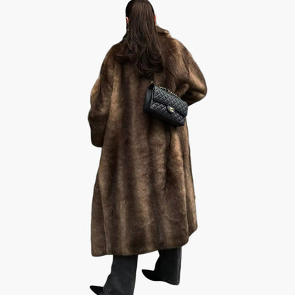 Cappotto lungo trench in pelliccia sintetica stile elegante per donna – Ideale per inverno e occasioni speciali