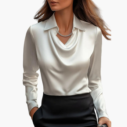 Elegante Damenbluse mit drapiertem Kragen im schicken Stil für Büro und Veranstaltungen