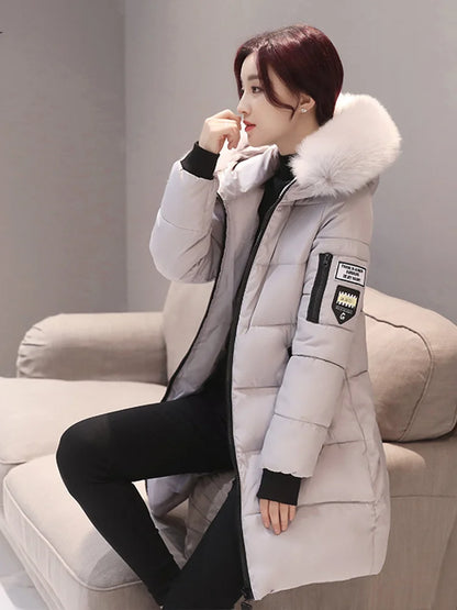 Long hooded puffer coat for women, warm and trendy urban style