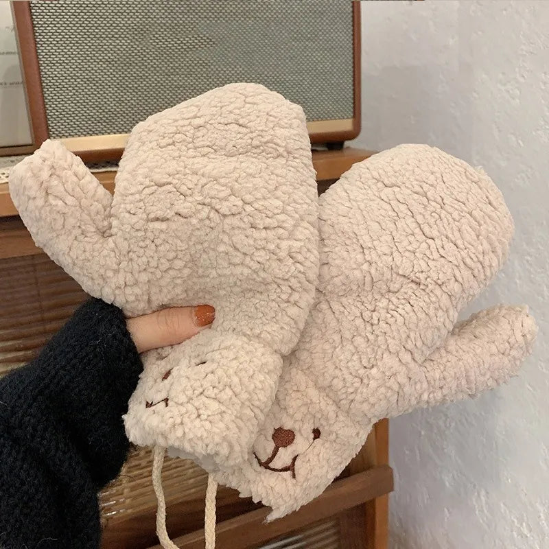 Mjuka vadderade nallebjörnsvantar för vintern, flera färger