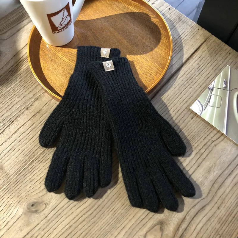 Soft Unisex Ribbed Knitted Gloves for Winter