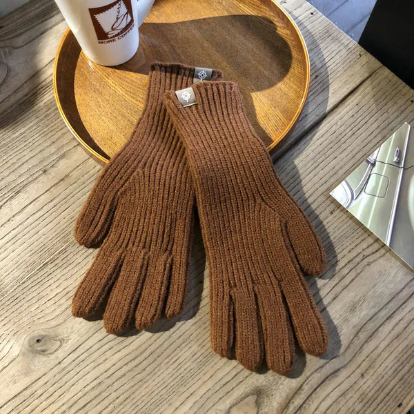 Guantes de punto acanalado suaves y unisex para el invierno
