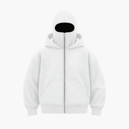 Hoodie zippé style balaclava pour homme – Urbain, minimaliste, idéal pour l’hiver