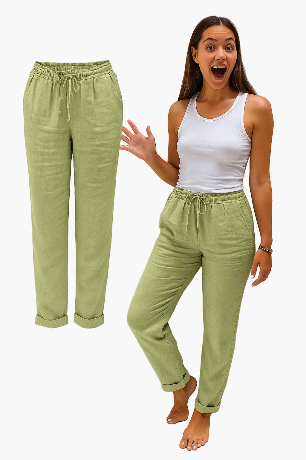 Pantalon détente femme style décontracté taille élastique pour usage quotidien
