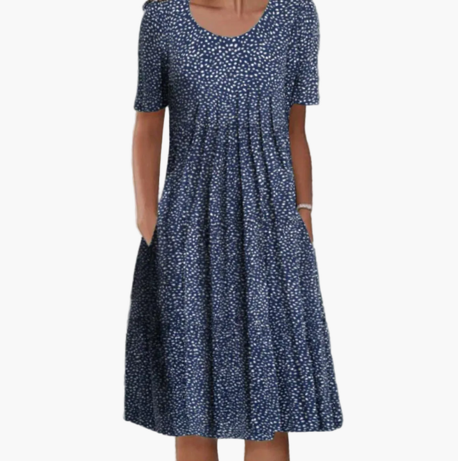 Robe d'été femme coupe midi à imprimé floral, style décontracté et élégant pour occasions estivales