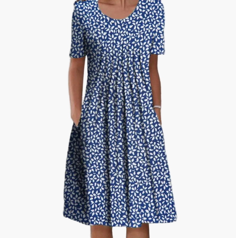 Robe d'été femme coupe midi à imprimé floral, style décontracté et élégant pour occasions estivales