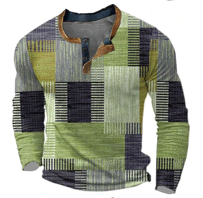 Maglione Henley Uomo Stile Patchwork Moderno per Autunno e Inverno
