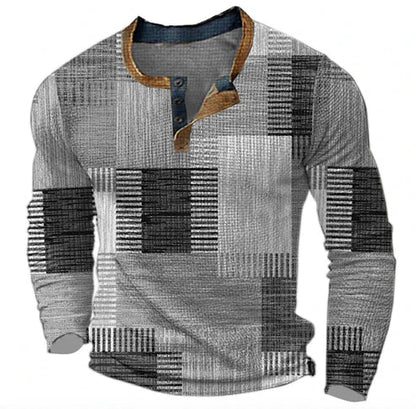 Maglione Henley Uomo Stile Patchwork Moderno per Autunno e Inverno