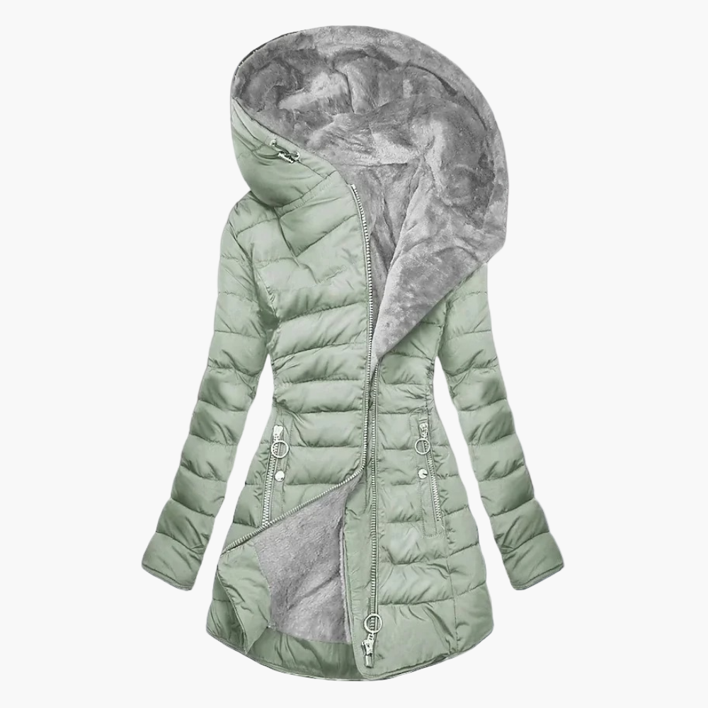 Manteau d'Hiver Élégant Femme Style Long avec Capuche Doublée Chaude