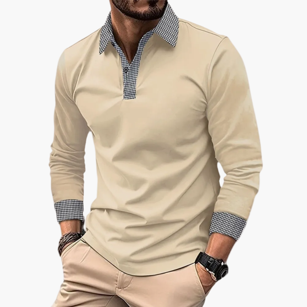 Polo à manches longues homme style décontracté élégant