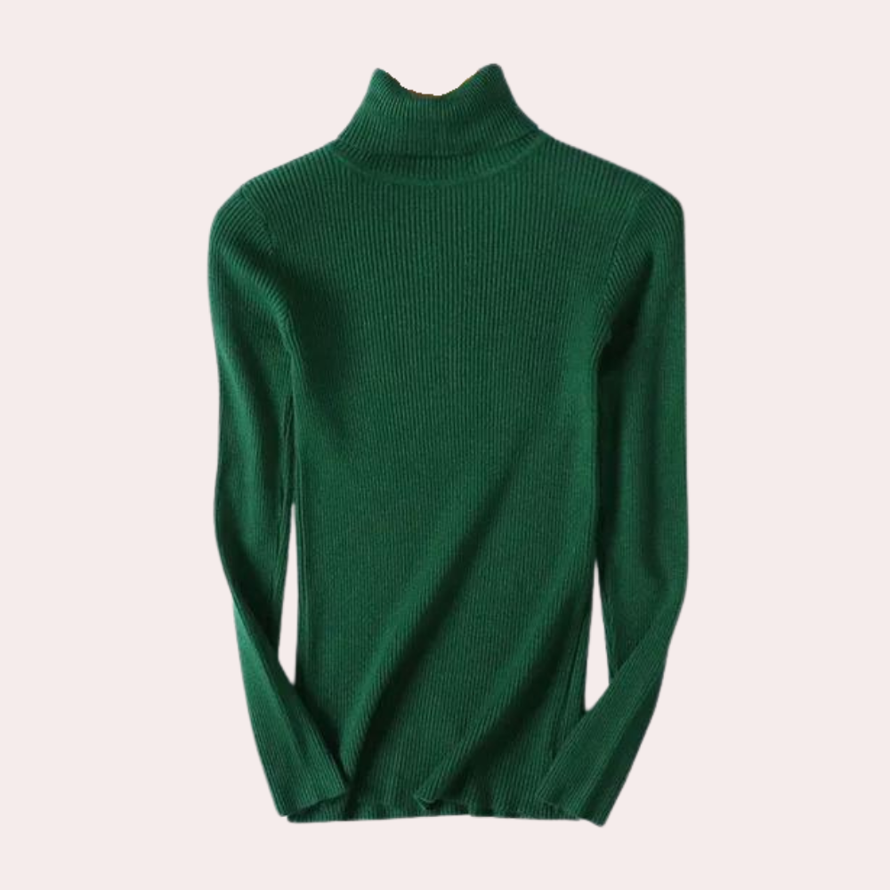 Sweter damski z golfem i prążkowanym splotem w klasycznym stylu do eleganckich i codziennych stylizacji