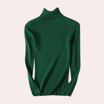 Sweter damski z golfem i prążkowanym splotem w klasycznym stylu do eleganckich i codziennych stylizacji