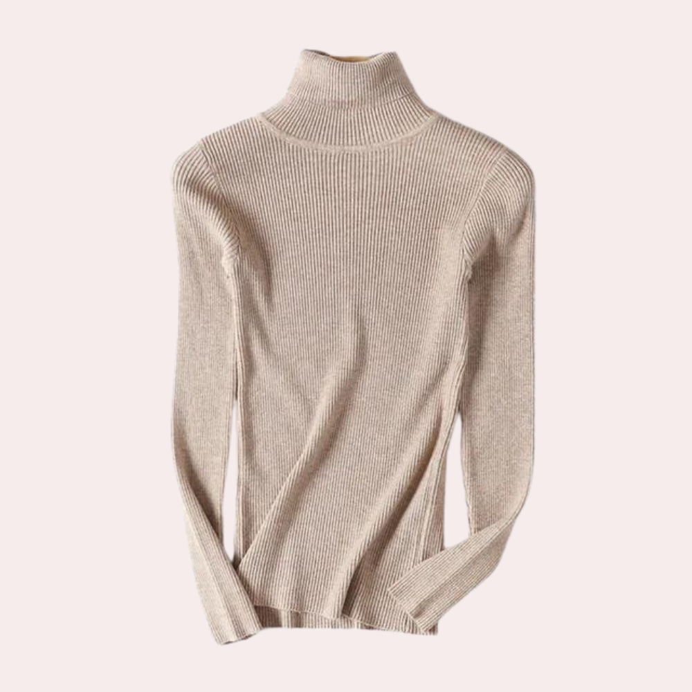 Sweter damski z golfem i prążkowanym splotem w klasycznym stylu do eleganckich i codziennych stylizacji