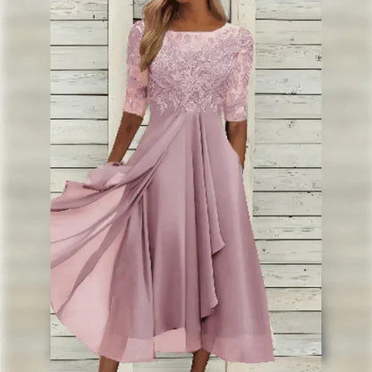 Aria™ - Robe Midi en Dentelle et Mousseline