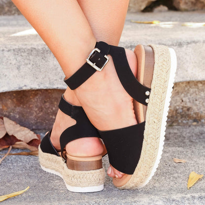 Sandales compensées à plateforme pour femme – Style espadrille moderne et confortable