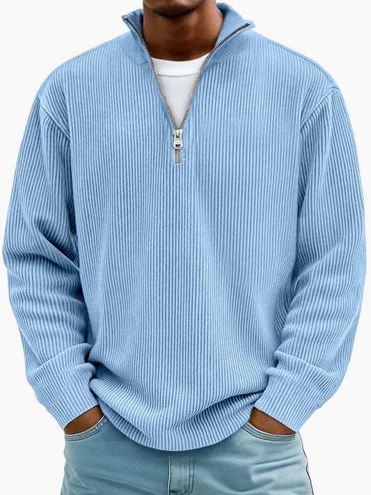 Trendig herrsweatshirt med halv dragkedja – chic avslappnad stil, perfekt för vardagen