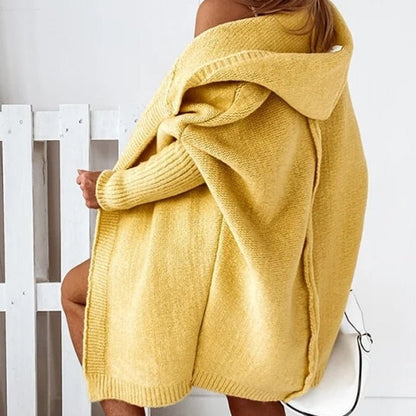 Cardigan para mujer casual con capucha estilo acogedor, ideal para otoño e invierno