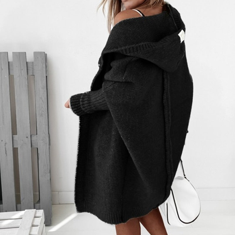 Cardigan para mujer casual con capucha estilo acogedor, ideal para otoño e invierno