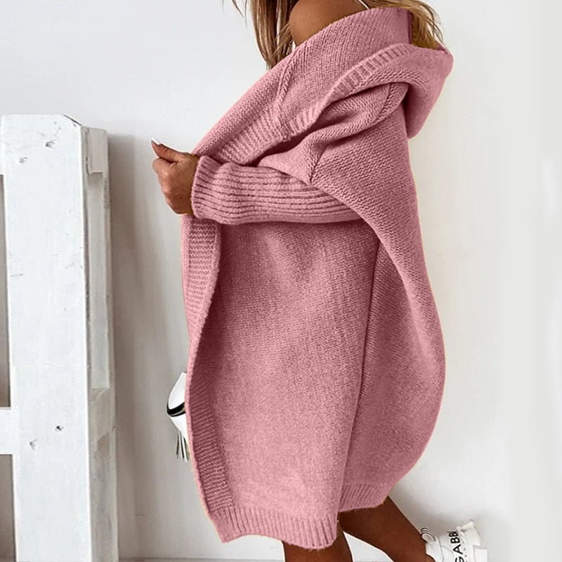 Cardigan para mujer casual con capucha estilo acogedor, ideal para otoño e invierno