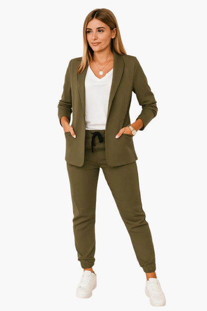 Elegancki damski garniturowy dres w stylu casual do biura i na co dzień