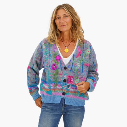 Cardigan donna artistico bohémien stile maglia per autunno e inverno