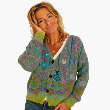 Cardigan donna artistico bohémien stile maglia per autunno e inverno