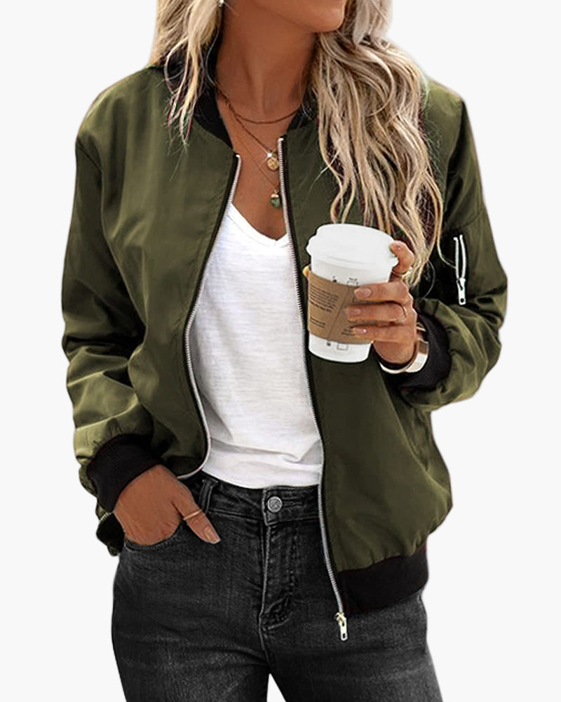 Chaqueta Bomber Clásica Casual para Mujer – Estilo Urbano y Versátil
