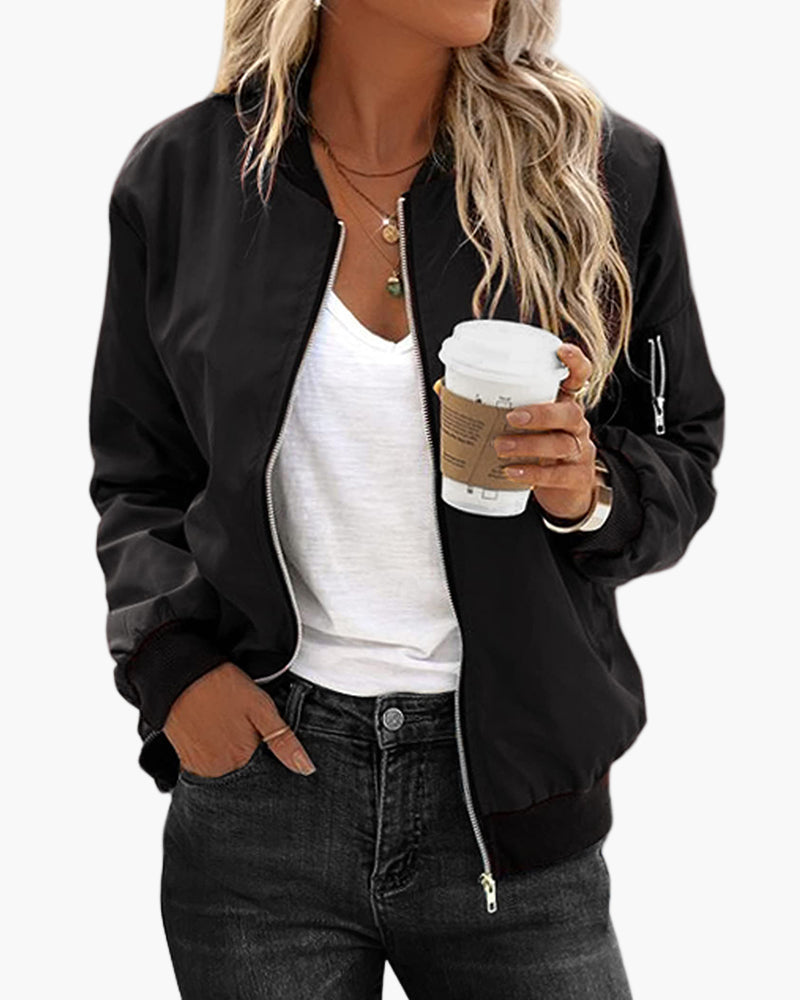Chaqueta Bomber Clásica Casual para Mujer – Estilo Urbano y Versátil
